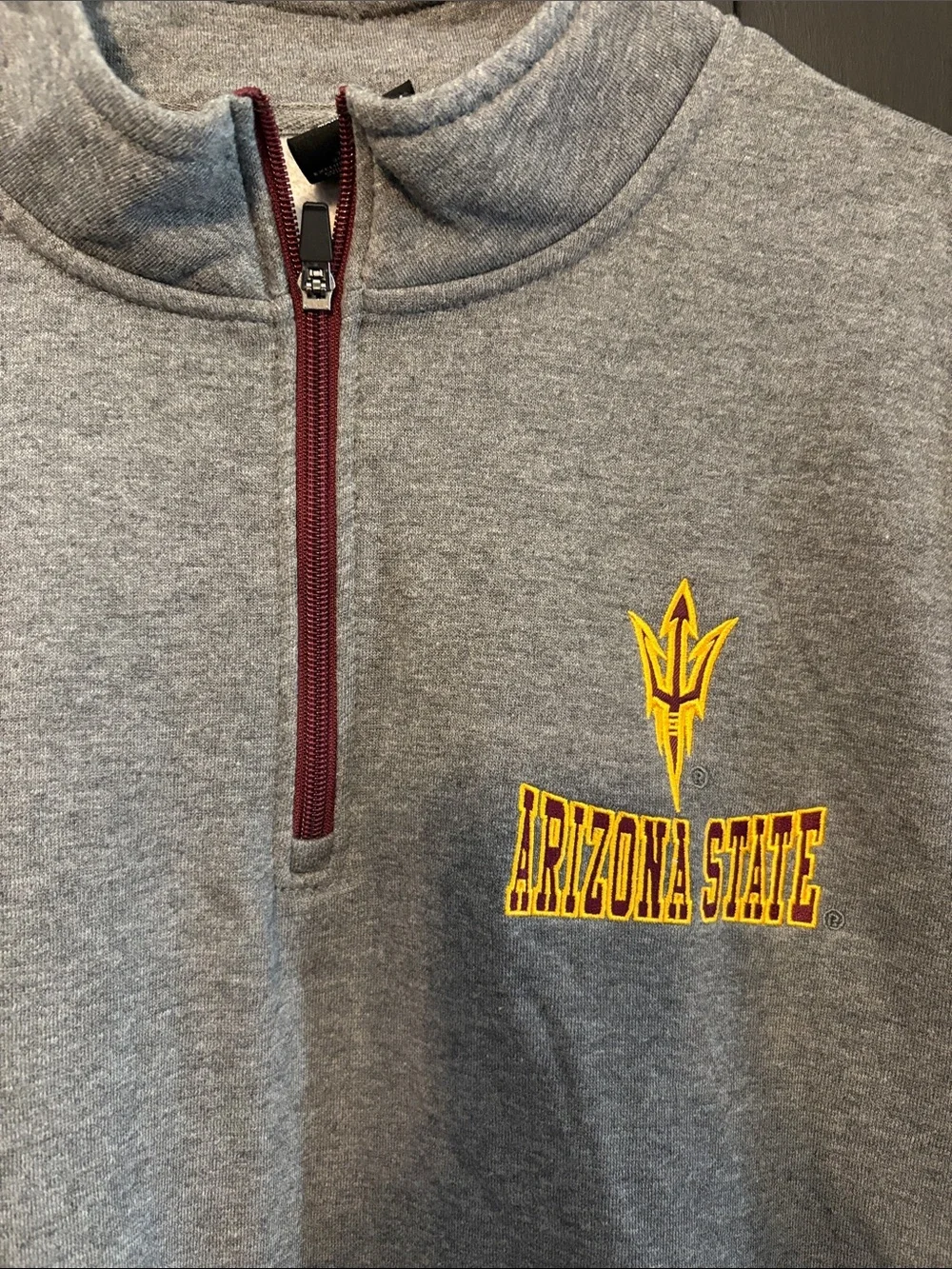 Colosseum Gray Quarter-Zip Pullover with Maroon Zipper and Gold Logo
